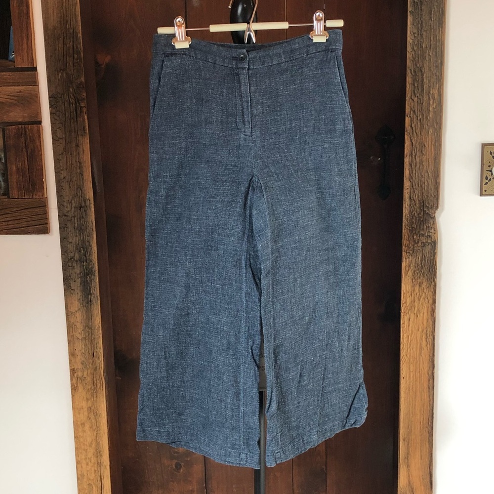 Eileen Fisher Petite Textured Wide Leg Cropped Pants
